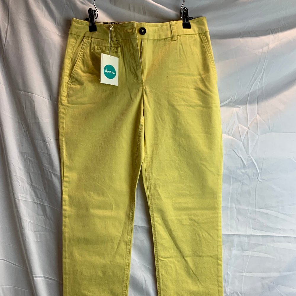NWT Boden Pale Lemon Chino Pants Size 4 Long